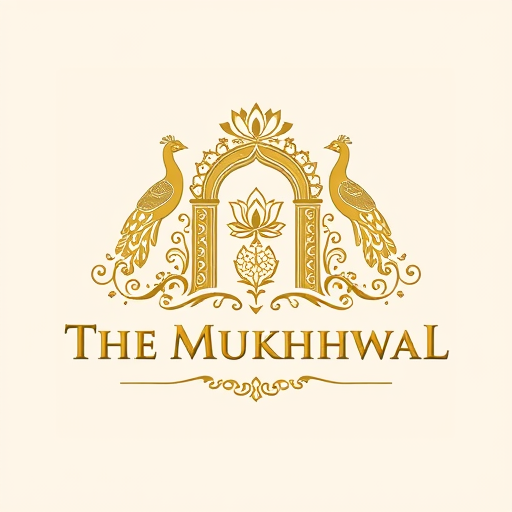 Professional logo design. Design a premium royal logo for The Mukhwas Mahal. The emblem should feature an ornate Indian arch with a lotus on top and two elegant peacocks on the sides. Add subtle decorative detailing like fine floral vines and scattered fennel seeds to give richness without making it crowded. Place the brand name in embossed metallic gold serif font neatly below the emblem. Finish with a raised embossed foil effect (gold or silver) on a neutral background. The overall design should look regal, authentically Indian, and luxurious.