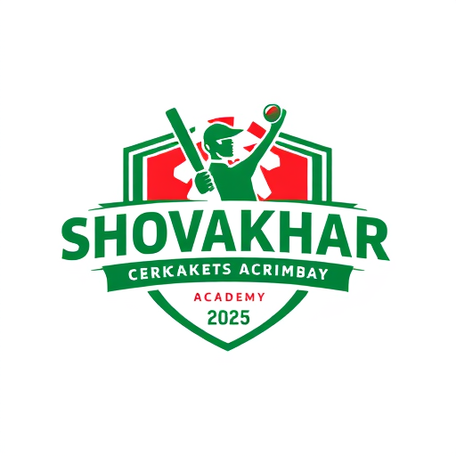 Professional logo design. make a SHOVAKHAR CRICKET ACADEMYESTD 2025 logo add playing cricket types green and red types stylies