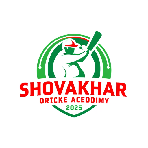 Professional logo design. make a SHOVAKHAR CRICKET ACADEMYESTD 2025 logo add playing cricket types green and red types stylies 
