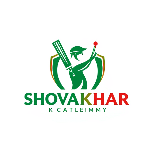 Professional logo design. make a SHOVAKHAR CRICKET ACADEMYESTD 2025 logo add playing cricket types green and red types stylies not youse white coller 
