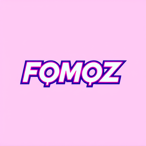 Professional logo design. Letterform logo for a Gen Z social media agency named "FOMOZ": the logo should visually represent the feeling of being left out and then being included/connected. The colors should be vibrant and energetic, incorporating trending Gen Z aesthetics like neon gradients or bold, contrasting colors. The typography should be modern, possibly with a slightly playful or dynamic sans-serif font. Design with an emphasis on digital-native aesthetics and meme culture, incorporating elements that suggest viral trends and online connectivity, such as subtle glitch effects, vibrant social media icons stylized into the letterforms, or a sense of dynamic movement. Execute with clean lines and a focus on digital readability across various platforms. Solid, vibrant background.