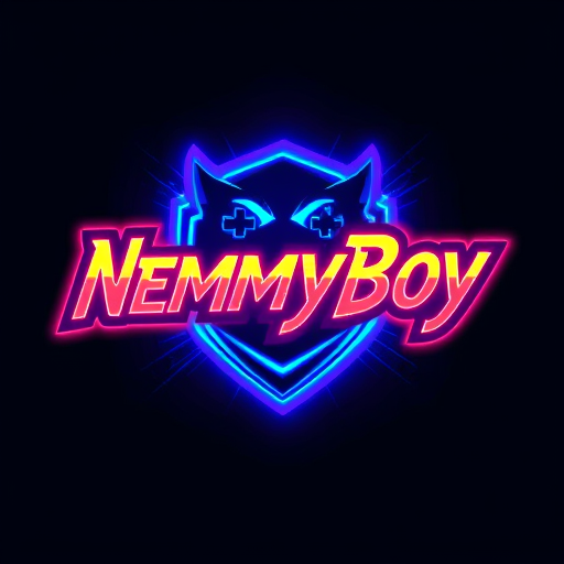 Professional logo design. create a gaming channel logo with neon style named: "NemmyBoy"