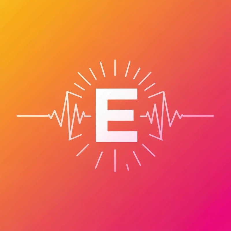A radiating E with pulse waves → signal strength + influence.

Palette: orange → pink gradient (energy + creativity).