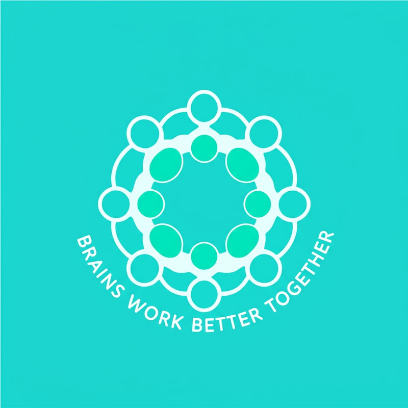 i dont need background teal instead make humans teal and add a txt called brains work better together around the logo
