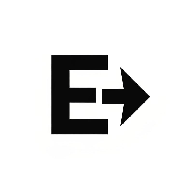 A bold E with a forward-moving arrow (symbol of execution).