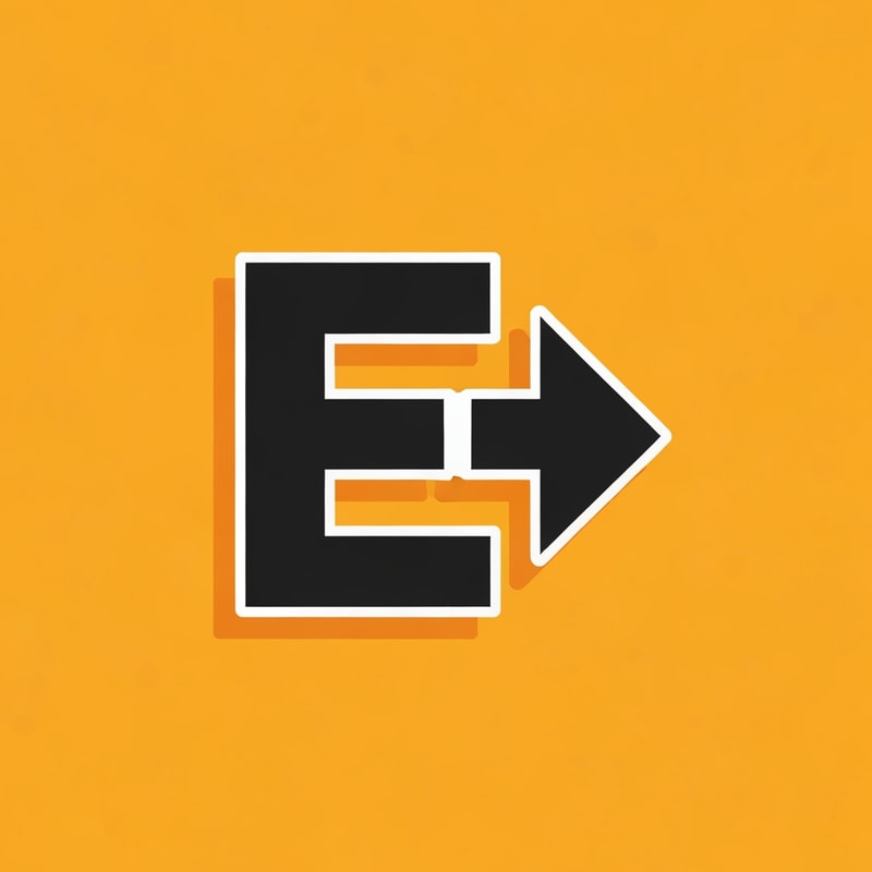 A bold E with a forward-moving arrow (symbol of execution).