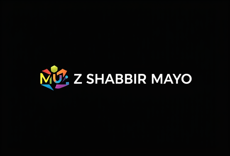 Professional logo design. give me a professional design for computer desktop wallpaper black background and contrast colour Name :"MUAZ SHABBIR MAYO" RE DESIGN
