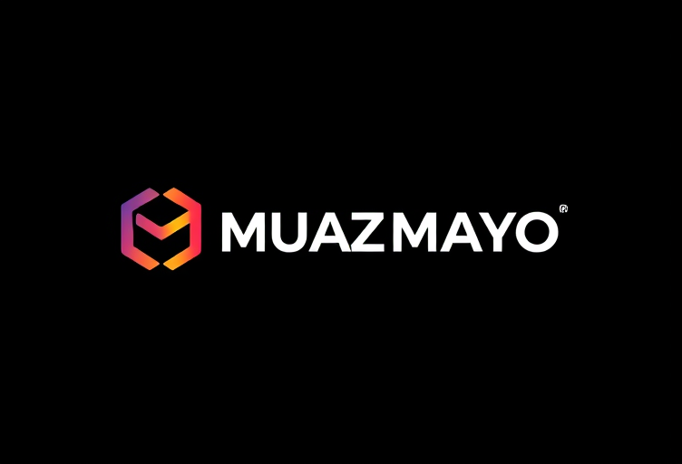 Professional logo design. give me r black background and contrast colour Name :"MUAZ MAYO" RE DESIGN