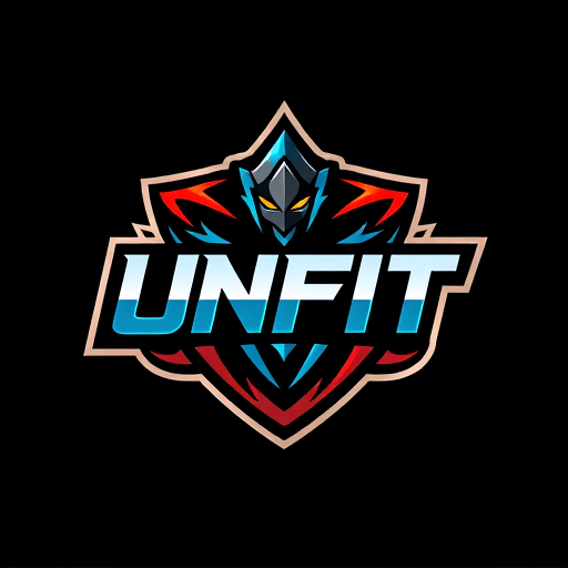 Professional logo design. name unfit gaming and use baki hanma as background