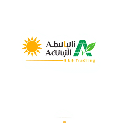 Professional logo design. Logo design, 3–4 variations for "Abdullah Al Kiyumi Trading". Clean, modern corporate style. Sun icon on the left, green leaf on the right, solar panel texture on the letter "A". "Abdullah" in bold thick font, "Al Kiyumi Trading" in thin clean font. Line under text in orange and green. Minimal, professional, vector style, white background, no mockups, no 3D. --v 6 --ar 1:1 --q 2 --style 4b 
