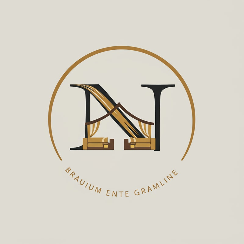 Instagram logo design for "Nest & Nook". Clean circular icon with elegant monogram "N&N". Soft curves suggesting sofa/cushion comfort. Neutral palette (beige + charcoal + muted gold). Minimalist, luxury, trendy.