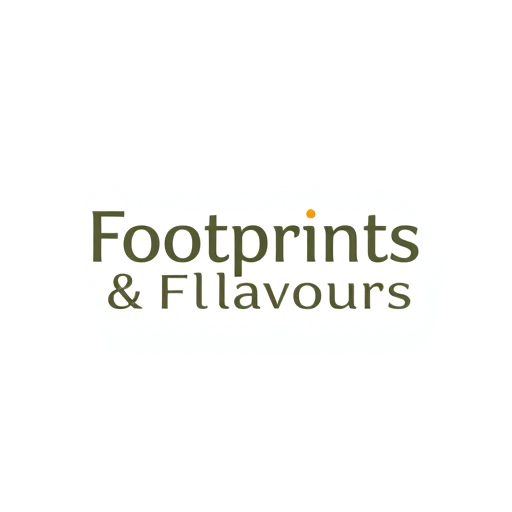 Professional logo design. travel blog "Footprints & Flavours": a bold, compressed, and modern sans-serif lettermark where the "F" is common 