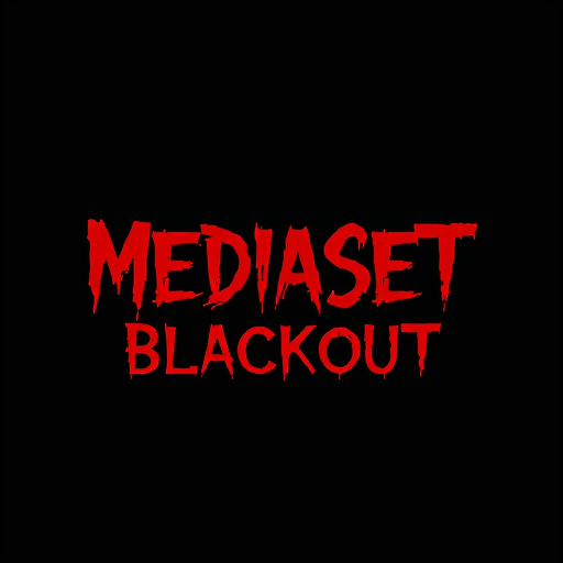 Professional logo design. logo for horror game, text, scary red font "MEDIASET BLACKOUT"ù