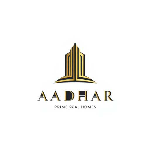 Professional logo design. "Minimal luxury logo design for Aadhar Prime Real Homes, featuring an abstract letter A shaped like a modern architectural tower with a strong foundation base, symbolizing trust and stability. The design should include subtle geometric lines inspired by real estate floor plans, with refined crown-like detail at the apex to reflect premium quality. Use an elegant serif wordmark for 'AADHAR PRIME' in uppercase, paired with a modern sans-serif subline 'Real Homes' below. Flat vector style, clean proportions, no gradients, no shadows, no 3D effects. Color palette: deep charcoal black (#111827) background, gold (#F59E0B) as primary accent, emerald green (#059669) secondary highlight, ivory (#F9FAFB) for balance. Present logo on white and black backgrounds, with clear spacing, symmetrical alignment, and luxury brand aesthetic similar to high-end real estate or fashion houses."