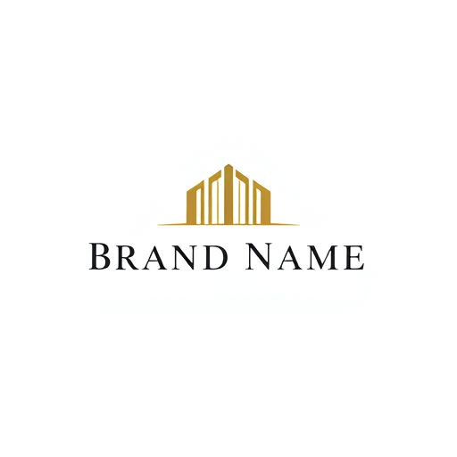 Professional logo design. Minimalist logo for a luxury brand named "Brand Name": Refined stroke weights for optical balance, angles aligned to 30°/60° architectural rhythm, foundation base thickness increased by 10%, simplified apex, decorative noise removed. Flat vector look, luxury minimal, white background.