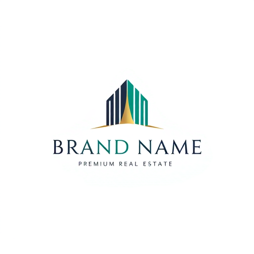 Professional logo design. Minimalist logo for a premium real estate company named "Brand Name": An abstract letter A constructed from clean architectural lines, embodying a stable foundation and a refined tower apex, utilizing balanced geometry and negative-space construction lines. Charcoal, emerald, and a gold accent. SVG style, grid/ratio harmony, luxury simplicity.