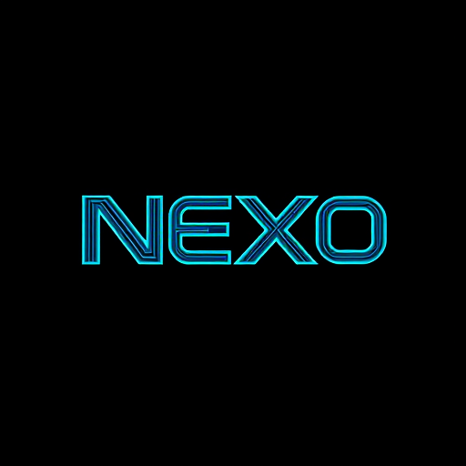 Professional logo design. Letterform logo for a software and technology company named "NEXO": Abstract integration of circuit board patterns and a digital grid within a sleek, stylized "N" or encompassing the full name, Electric blue, neon green, and dark background for high contrast. Sleek, modern sans-serif with futuristic curves. Clean, bold, and instantly recognizable as a software/tech brand, vector style, transparent background.