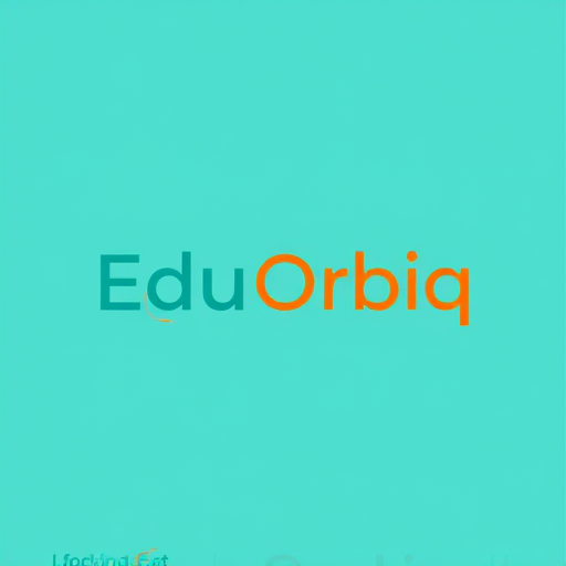 Professional logo design. Minimalist for a technology education company named "Edu Orbiq Tech": Abstract representation of learning and orbits, representing knowledge expansion, Teal and orange, Modern sans-serif, abstract geometric, clean lines and subtle gradients, solid color background.