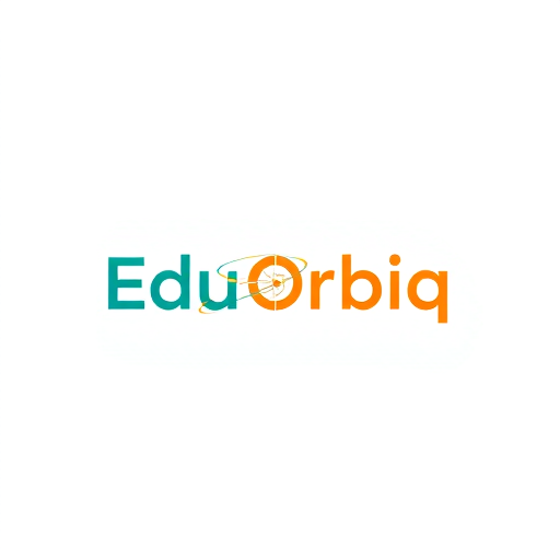 Professional logo design. Minimalist for a technology education company named "Edu Orbiq Tech": Abstract representation of learning and orbits, representing knowledge expansion, Teal and orange, Modern sans-serif, abstract geometric, clean lines and subtle gradients, solid color background. highlight techlogoy