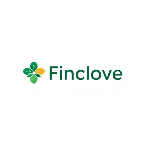 Professional logo design. Minimalist icon for a finance and tax company named "Finclove": abstract representation of a clove integrated with financial elements, emerald green and gold color palette, clean sans-serif typography. Design with a modern and professional influence, incorporating subtle gradients and sharp lines for visual execution, and a solid white background.