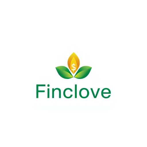 Professional logo design. Minimalist icon for a finance and tax company named "Finclove": abstract representation of a clove integrated with financial elements, emerald green and gold color palette, clean sans-serif typography. Design with a modern and professional influence, incorporating subtle gradients and sharp lines for visual execution, and a solid white background.