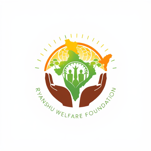 Professional logo design. Riyanshu welfare foundation It should have the map of India and grains, sun, trees, people and hands, the entire logo should be in a circle 