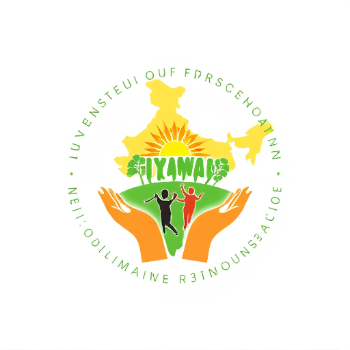 Professional logo design. Riyanshu welfare foundation It should have the map of India and grains, sun, trees, people and hands, the entire logo should be in a circle 