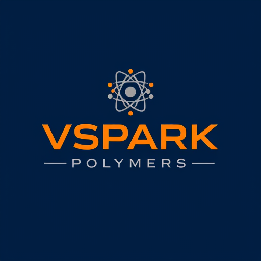 Professional logo design. Create a professional and unique logo for a company named VSPARK POLYMERS. The design should feature an atomic or molecular structure symbol (like orbiting lines around a nucleus) to represent innovation, science, and advanced technology. Use a clean and modern vector style with a bold corporate font. Highlight the word VSPARK strongly, with POLYMERS in a smaller or lighter font. Incorporate a professional color scheme such as navy blue, bright orange, and gray for a sleek and trustworthy look. Add a tagline placeholder below the name in an elegant style. The overall logo should look distinctive, innovative, and corporate-ready.