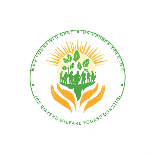 Professional logo design. Riyanshu welfare foundation It should have the map of India and grains, sun, trees, people and hands, the entire logo should be in a circle