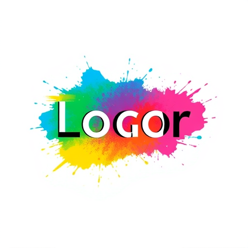 Professional logo design. Color Splash Logo – paint splash or brush effect behind text.