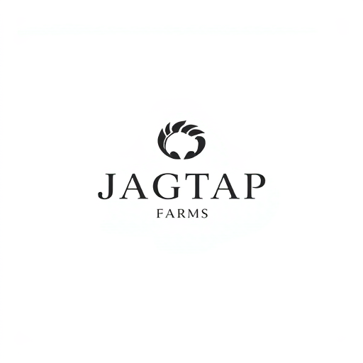 Professional logo design. "Design a high-end, minimalist logo for 'Jagtap Farms'. The icon should be an abstract circular form that subtly suggests cycles of nature and innovation, without showing literal food. Use elegant sans-serif typography with refined proportions. The overall design should emphasize simplicity, premium quality, and timeless appeal with a monochrome palette."