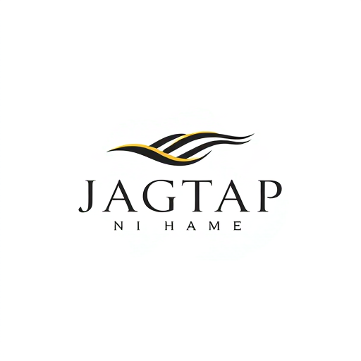 Professional logo design. "Create a minimalist premium logo for 'Jagtap Farms' with a flowing, abstract wave or line-based icon symbolizing innovation and continuity. The company name should be in sleek, uppercase typography with generous spacing. Keep the design versatile and scalable, using a neutral black-and-white palette with optional metallic accents for luxury."