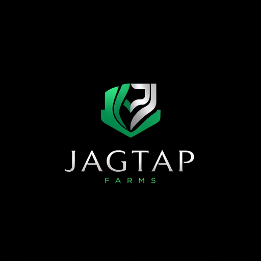 Professional logo design. "A cutting-edge minimalist logo for 'Jagtap Farms' that combines modern luxury with abstract innovation. The design should feature a futuristic abstract icon inspired by flowing architecture and geometry, using bold negative space to create intrigue. Pair it with sleek, ultra-modern typography that feels refined yet approachable. The color palette should be restrained—matte black, deep emerald, or metallic silver accents—to give a high-end, forward-thinking identity. The logo must be versatile for packaging, digital platforms, and large-scale branding."