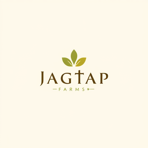 Professional logo design. "A minimalist logo for a food-and-beverage company named 'Jagtap Farms'. The design features a refined, clean, and professional font for the company name. The logo includes a distinctive abstract icon that represents continuous innovation and forward-thinking, rather than literal food imagery. The overall feel is high-end and premium, with simple forms, intentional negative space, and a restrained color palette. The design is versatile and scalable."