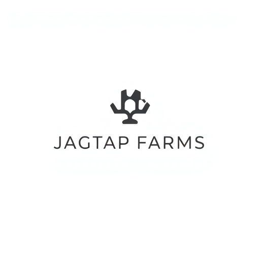 Professional logo design. "A minimalist abstract logo for 'Jagtap Farms' featuring a unique icon based on interconnected shapes, symbolizing innovation and collaboration. Use refined typography in a modern sans-serif style, placed either beside or below the icon. Keep the design extremely clean with strong negative space and a muted, premium color scheme such as charcoal and silver."
