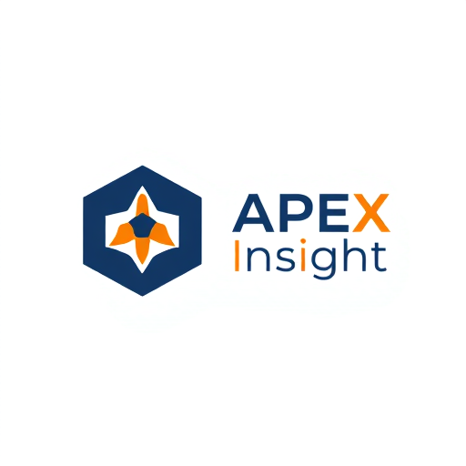 Professional logo design. Design a modern and minimal geometric technology logo for APEX Insight. Use a bold hexagon shape as the base, with a simple and unique abstract symbol inside that represents automation, precision, and innovation. The inner symbol can be a 3-handed star or geometric form built from clean angular shapes, giving it a futuristic and tech-inspired feel. Keep the design simple, bold, and eye-catching, with subtle 3D or gradient touches if needed. Use deep blue (#253D93) as the primary background color, and vibrant orange (#ED7624) for highlights and inner details. Place the hexagon mark alongside the text APEX Insight in a bold, modern sans-serif font, with 'Apex' in deep blue and 'Insight' in vibrant orange. Ensure the overall logo is unique, scalable, and professional for software branding