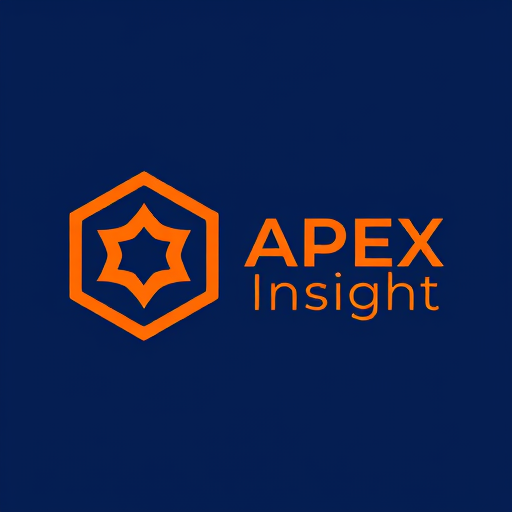 Professional logo design. Design a modern and minimal geometric technology logo for APEX Insight. Use a bold hexagon shape as the base, with a simple and unique abstract symbol inside that represents automation, precision, and innovation. The inner symbol can be a 3-handed star or geometric form built from clean angular shapes, giving it a futuristic and tech-inspired feel. Keep the design simple, bold, and eye-catching, with subtle 3D or gradient touches if needed. Use deep blue (#253D93) as the primary background color, and vibrant orange (#ED7624) for highlights and inner details. Place the hexagon mark alongside the text APEX Insight in a bold, modern sans-serif font, with 'Apex' in deep blue and 'Insight' in vibrant orange. Ensure the overall logo is unique, scalable, and professional for software branding