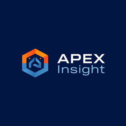 Professional logo design. Design a unique abstract geometric logo for APEX Insight. The pictorial mark should be built from futuristic geometric shapes such as hexagons, triangles, or interlocking polygons, arranged in a minimal and innovative way. The design must symbolize technology, automation, and precision while staying simple, bold, and highly recognizable. Add subtle abstract details like digital nodes, circuit-inspired lines, or symmetrical patterns for a modern tech feel. Use deep blue (#253D93) as the primary color with vibrant orange (#ED7624) as an accent highlight. Place the abstract geometric mark alongside the text APEX Insight in a bold, modern sans-serif font. Ensure the logo is professional, scalable, and visually unique for software branding