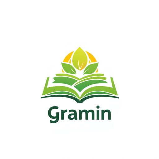 Professional logo design. Design a clean, modern logo for an educational app named “Gramin” (meaning “rural” in Hindi).Theme: learning + rural India, growth, community.Symbol ideas: a stylized open book that turns into green leaves or a rising sun over farm fields.Style: flat, minimal, friendly. Rounded shapes (no sharp edges).Color palette:Primary – green (growth, fields)Accent – orange/yellow (sun, energy)Neutral – white backgroundTypography: simple, bold sans-serif font, lowercase “gramin” below or next to the icon.Mood: positive, approachable, trustworthy, for rural learners.