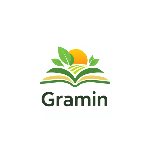Professional logo design. Design a clean, modern logo for an educational app named “Gramin” (meaning “rural” in Hindi).Theme: learning + rural India, growth, community.Symbol ideas: a stylized open book that turns into green leaves or a rising sun over farm fields.Style: flat, minimal, friendly. Rounded shapes (no sharp edges).Color palette:Primary – green (growth, fields)Accent – orange/yellow (sun, energy)Neutral – white backgroundTypography: simple, bold sans-serif font, lowercase “gramin” below or next to the icon.Mood: positive, approachable, trustworthy, for rural learners.