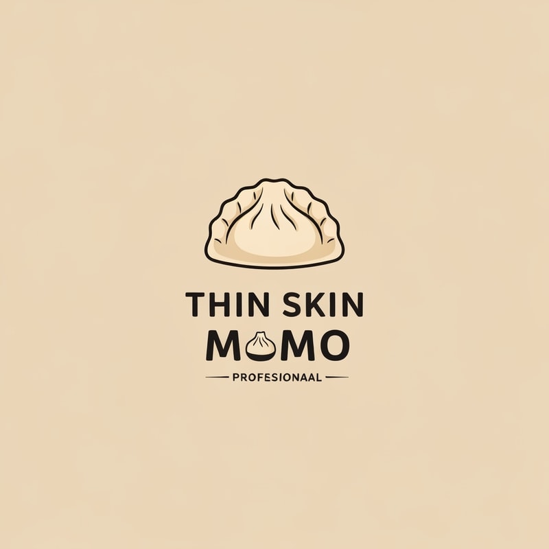 Professional logo design. design a momo shop logo with "THIN SKIN MOMO" written on it with dumpling image