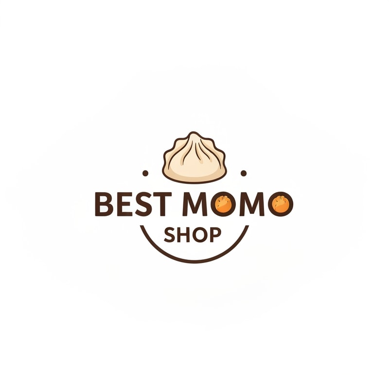 Professional logo design. design a momo shop logo with "BEST MOMO" written on it with dumpling image. with a white background