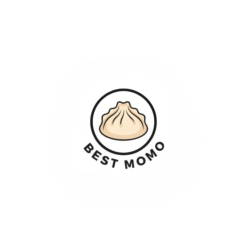 Professional logo design. design a momo shop logo with "BEST MOMO" written on it with dumpling image. with a white background