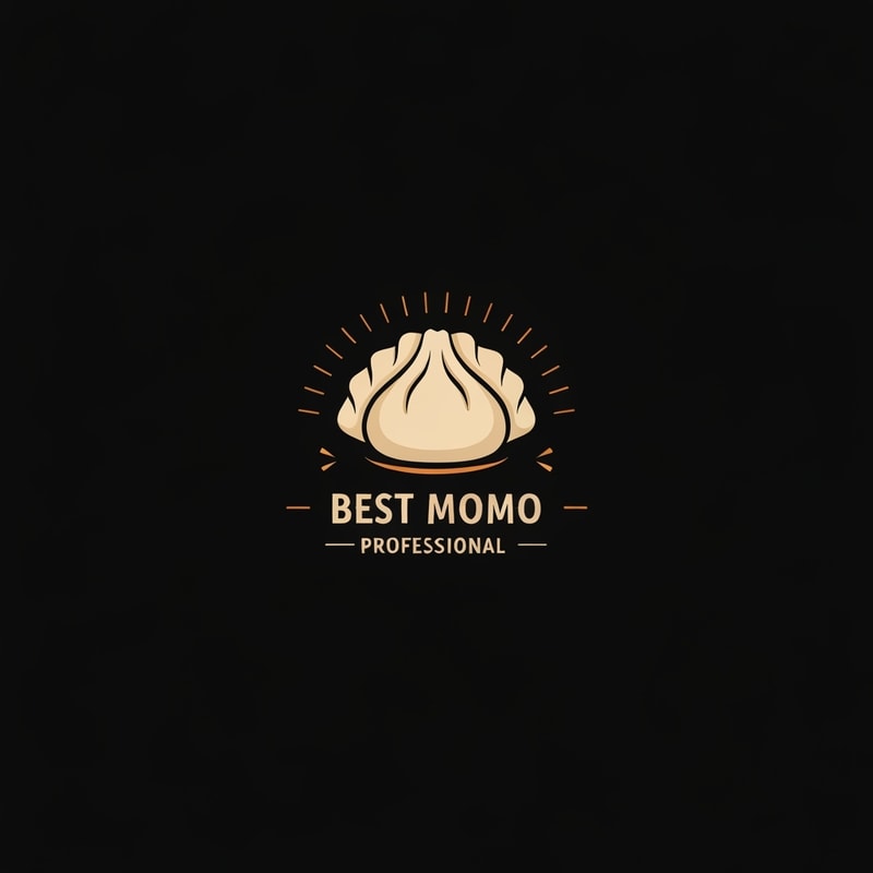 Professional logo design. design a momo shop logo with "BEST MOMO" written on it with dumpling image. with a black background