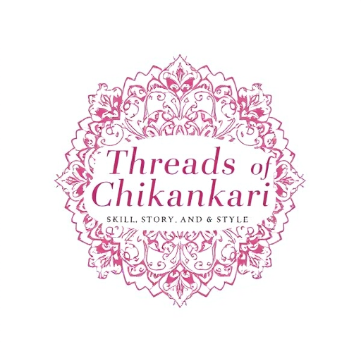 Professional logo design. generate a logo for chikankari business that goes by the name "Threads of Chikankari: Skill, Story, and Style Woven Together"