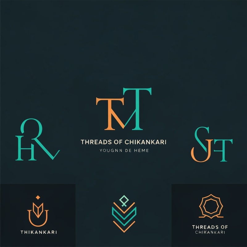 Professional logo design. generate a logo with initials of "Threads of Chikankari". generate some more logos. 