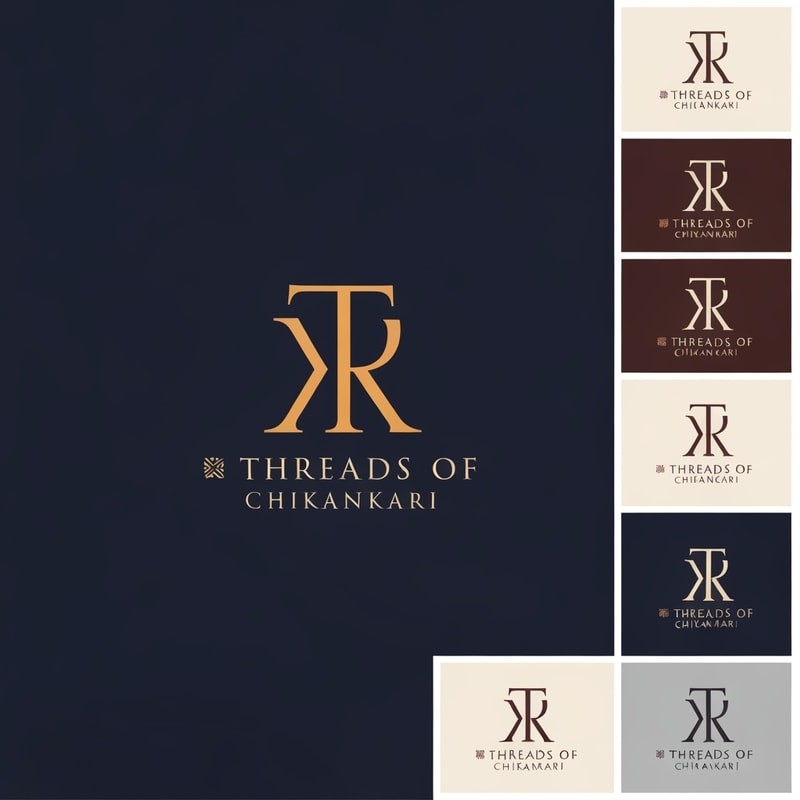 Professional logo design. generate a logo with initials of "Threads of Chikankari". generate some more logos. 