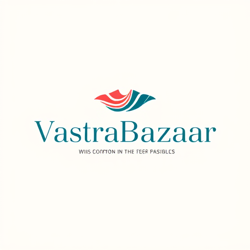 Professional logo design. "Modern and stylish logo design for the brand 'VastraBazaar', an online kurti and ethnic fashion marketplace. Use clean, minimal typography with a sleek custom wordmark. Add a subtle fabric-inspired abstract icon (like flowing cloth lines or a modernized kurti silhouette) integrated into the text or above it. Keep the style elegant and trendy, avoiding heavy traditional patterns. Use a chic color palette of deep teal, coral pink, and soft gold for a fashionable and premium look. The logo should look professional, scalable, and suitable for both website and mobile app branding."