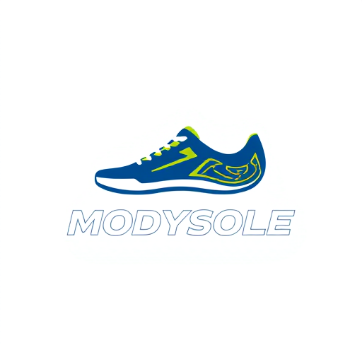 Professional logo design. Design a unique pictorial logo for the brand "MODYSOLE". Concept: A single modern shoe icon with interchangeable grip patterns subtly integrated (spikes, basketball grip, badminton grip, running grip). Style: Minimal, clean lines, slightly rounded shapes to feel friendly and approachable. Colors: Use 2-3 colors only, modern sporty palette (blue, green, or orange with white/black). The logo should feel innovative, sporty, and versatile, symbolizing one shoe with many possibilities. Make sure it looks balanced, memorable, and scalable for both digital and print use.