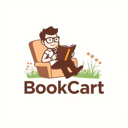 Professional logo design. i wnat to design a logo.Like, a small foot-man like wearing glasses sitting in chair and reading book.and add text 'BookCart ' with around a and with a grass flowers